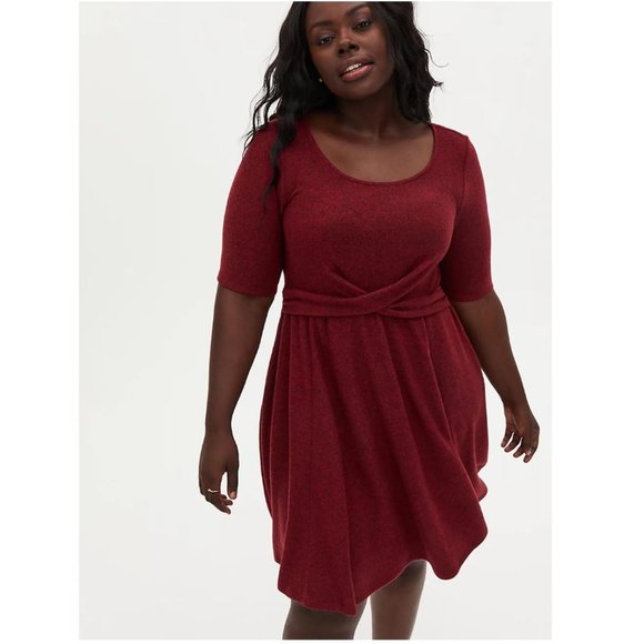 torrid Dresses & Skirts - Torrid 2X Super Soft Red Wrap Waist Skater Dress